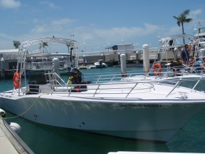 Sky High docked in a marina in Key West