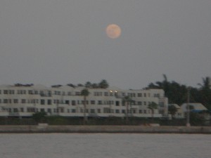 View of the moon after a gorgeous sunset in Key West