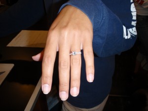 Becky showing off her gorgeous engagement ring