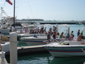 A busy day on the parasail docks