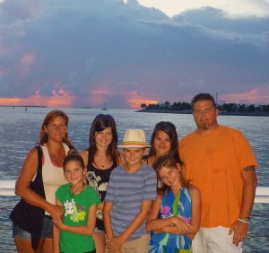 Jeff & his family sunset sailing.