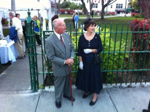 Bess & Harry S. Truman greeting attendees at the Little White House in Key West