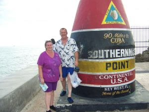 Stewart and his wife at the Southernmost Point