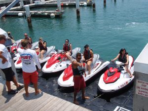 A jet ski tour getting ready to depart from Margaritaville in Key West