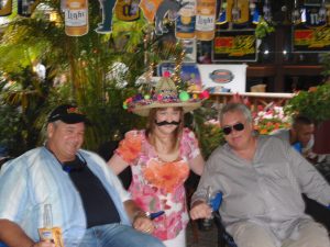 A tourist in the sombrero contest with Paul & Young Ron
