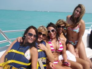 Girl friends aboard a fury parasail in Key West during spring break