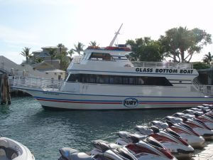 Fury's The Pride of Key West glass bottom boat in a marina