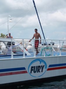 Tourists onboard the Caribbean Fury boat