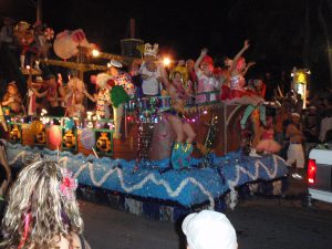 People on a Fantasy Fest float in Key West