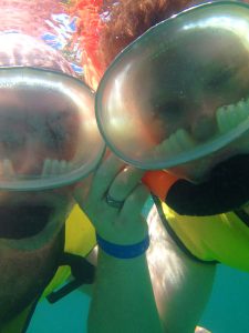 Close up selfie of snorkelers
