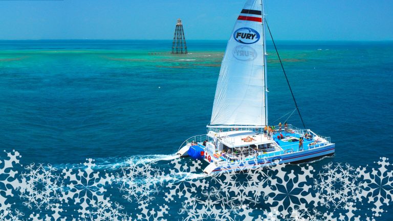 Sailboat in the ocean with snowflakes