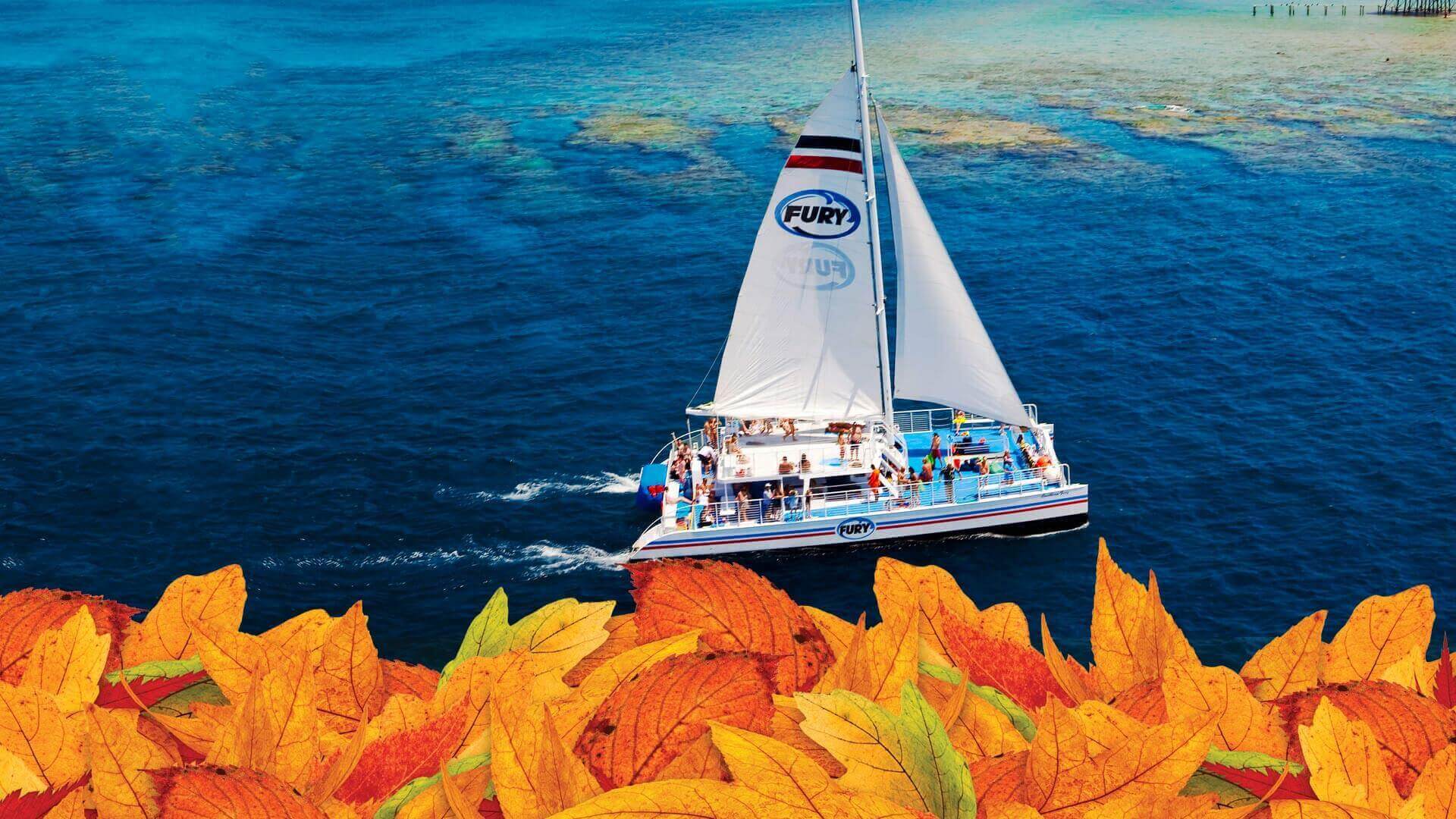 Thanksgiving sailboat on the ocean