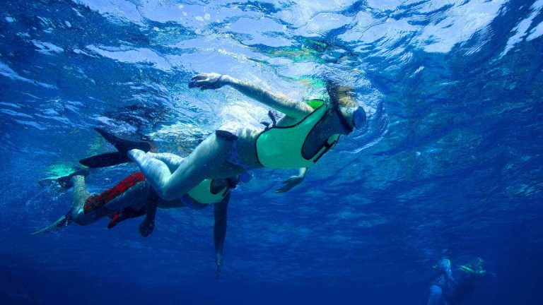 Image of couple reef snorkeling on the Fury Rum and Reggae Snorkel Tour