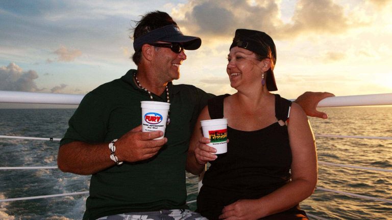 Image of couple on the Rum and Reggae Snorkel Tour