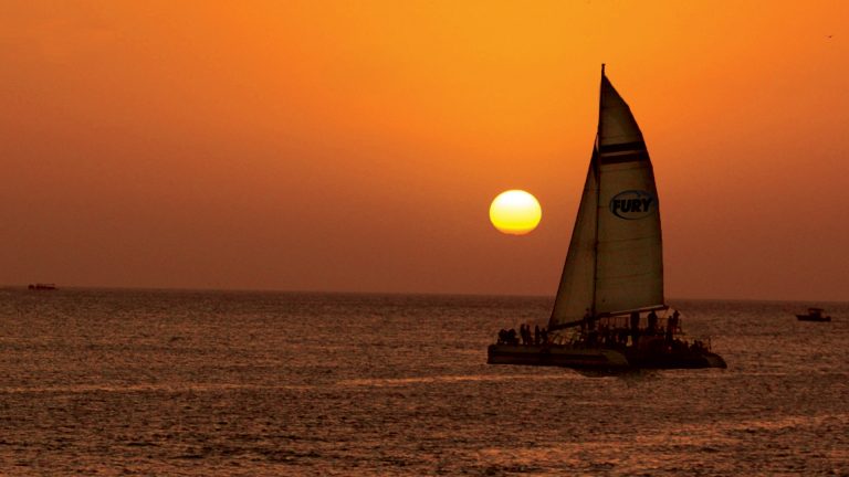 Sailboat overlooking the sunset