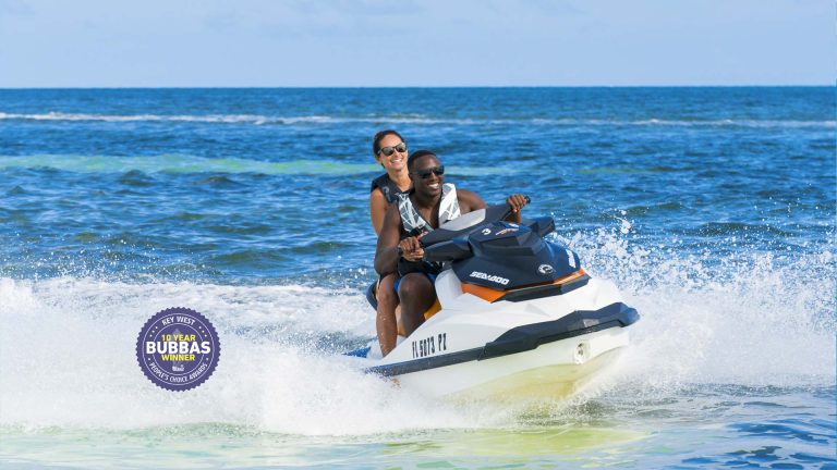 Couple riding a jet ski in Key West